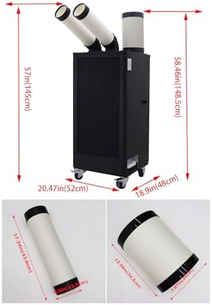220V Industrial Air Conditioner Outdoor Air Conditioning Fan Equipment Double Tube 780m³/h Black