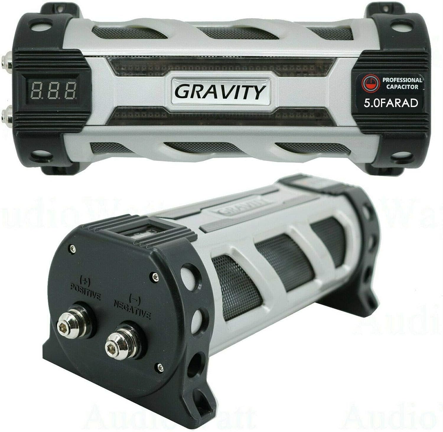 Gravity GR5.0 Car Audio Battery Stiffening Portable Power 5 Farad Capacitor and Completed 5000 Watts 0 Gauge Amplifier Installation Wiring Kit Blue BGC0XLB