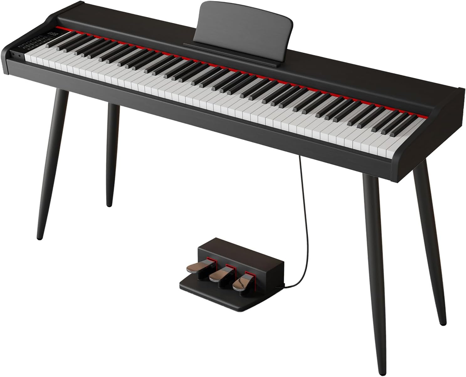 LANDTOM DDT-5130 88-Key Digital Keyboard Piano, Wooden Electric Hammer Weighted Full Size Keyboard Piano, with 3-Pedal, MIDI Connection, Multi-Functional Keyboard and Stand (Black)