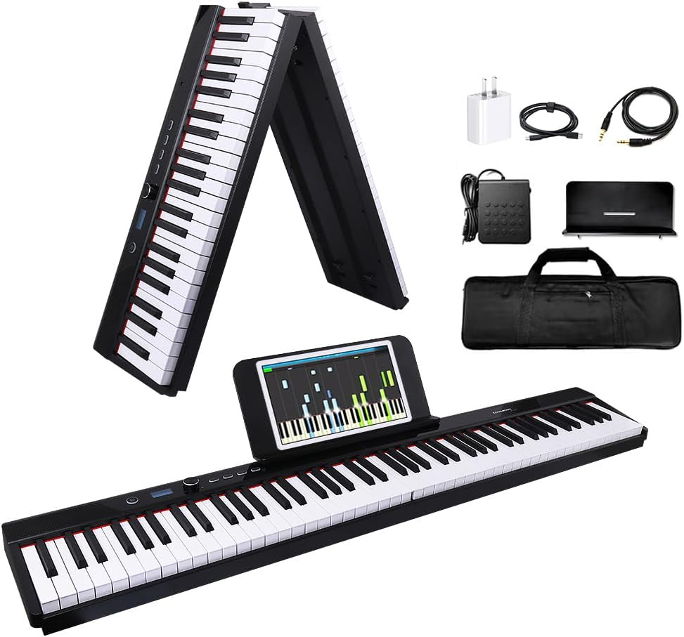 Coolmusic Portable Piano Keyboard Foldable: Portable Keyboard Piano 88 keys Semi-Weighted keyboard Electric Folding Piano Kit