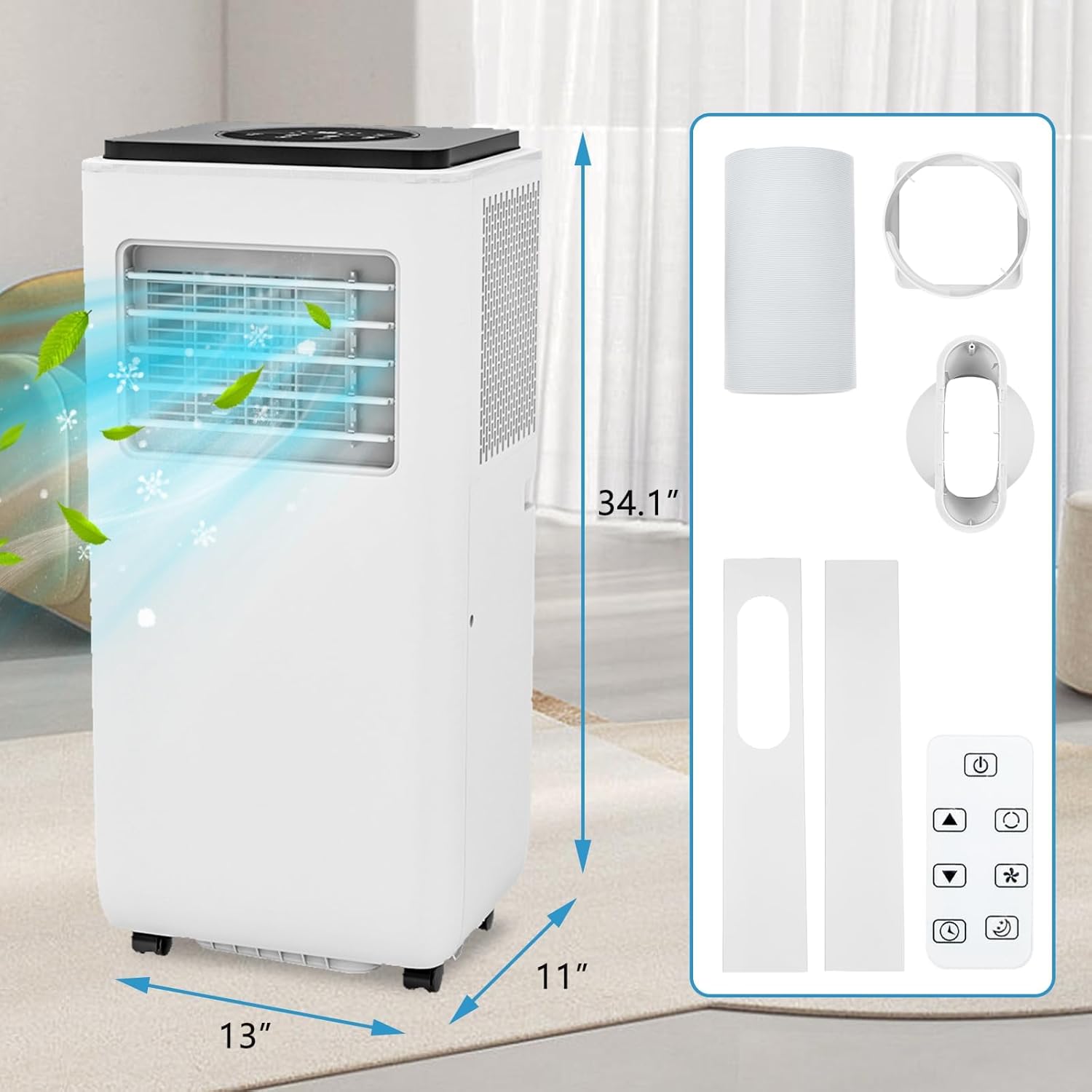 Portable Air Conditioner, 8000 BTU Freestanding Air Conditioner with Cool, 3-In-1 Cooling AC Unit with Fan & Dehumidifier, Air Conditioner Remote Control & Sleep Mode for Home, Office, Bedroom