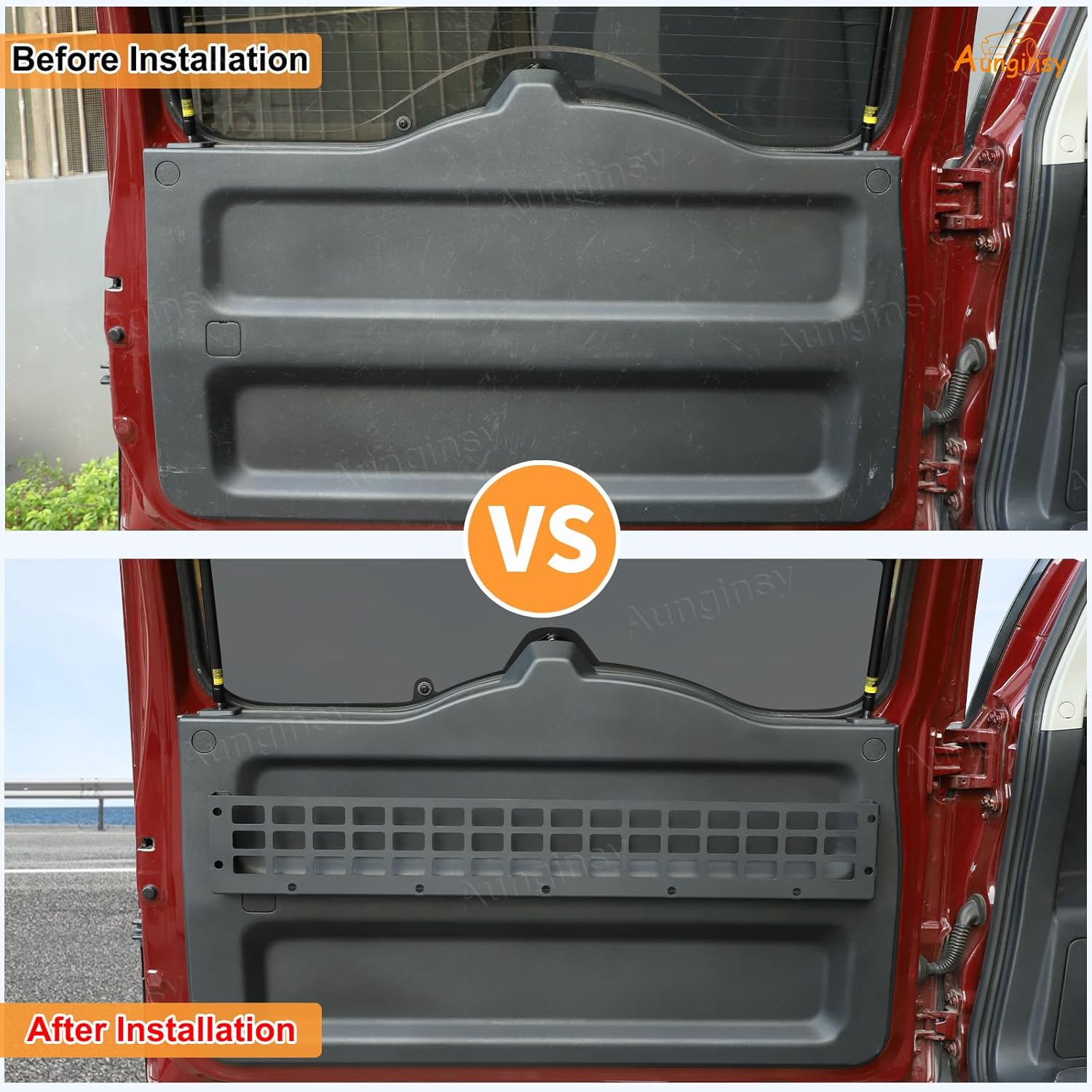 Aunginsy Rear Trunk Door Molle Storage Rack Shelf Compatible with Toyota FJ Cruiser 2007-2021 2022+, Car Tailgate Panel Hanging Organizer Holder, Back Door Storage Bracket Mount Expansion Accessories