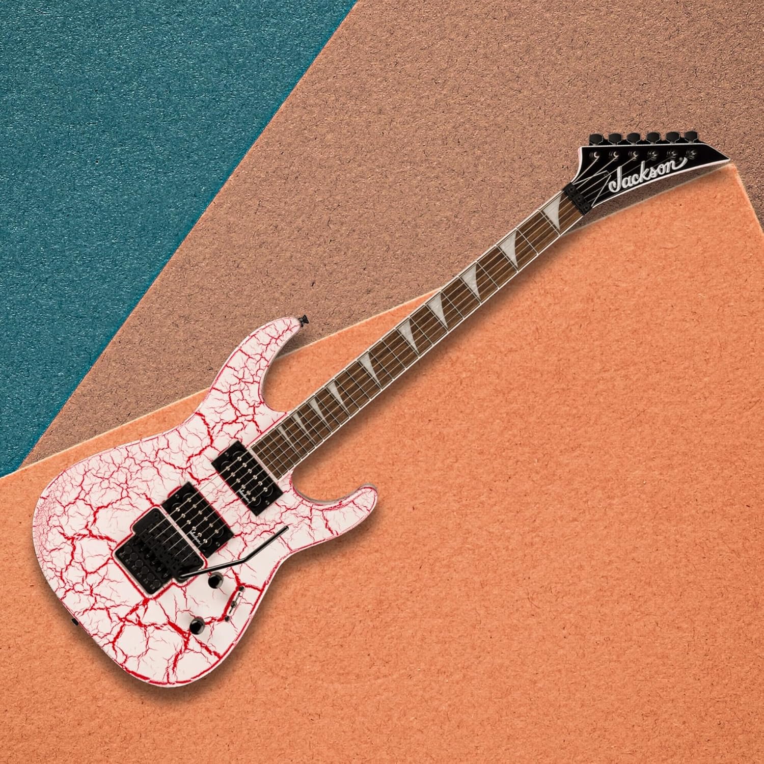 Jackson X Series Soloist SLX DX Crackle Electric Guitar with Laurel Fingerboard (Bloodshot Crackle) Bundle with Jackson Heavy Duty Molded Case for Dinky and Soloist Guitars (Black) (2 Items)