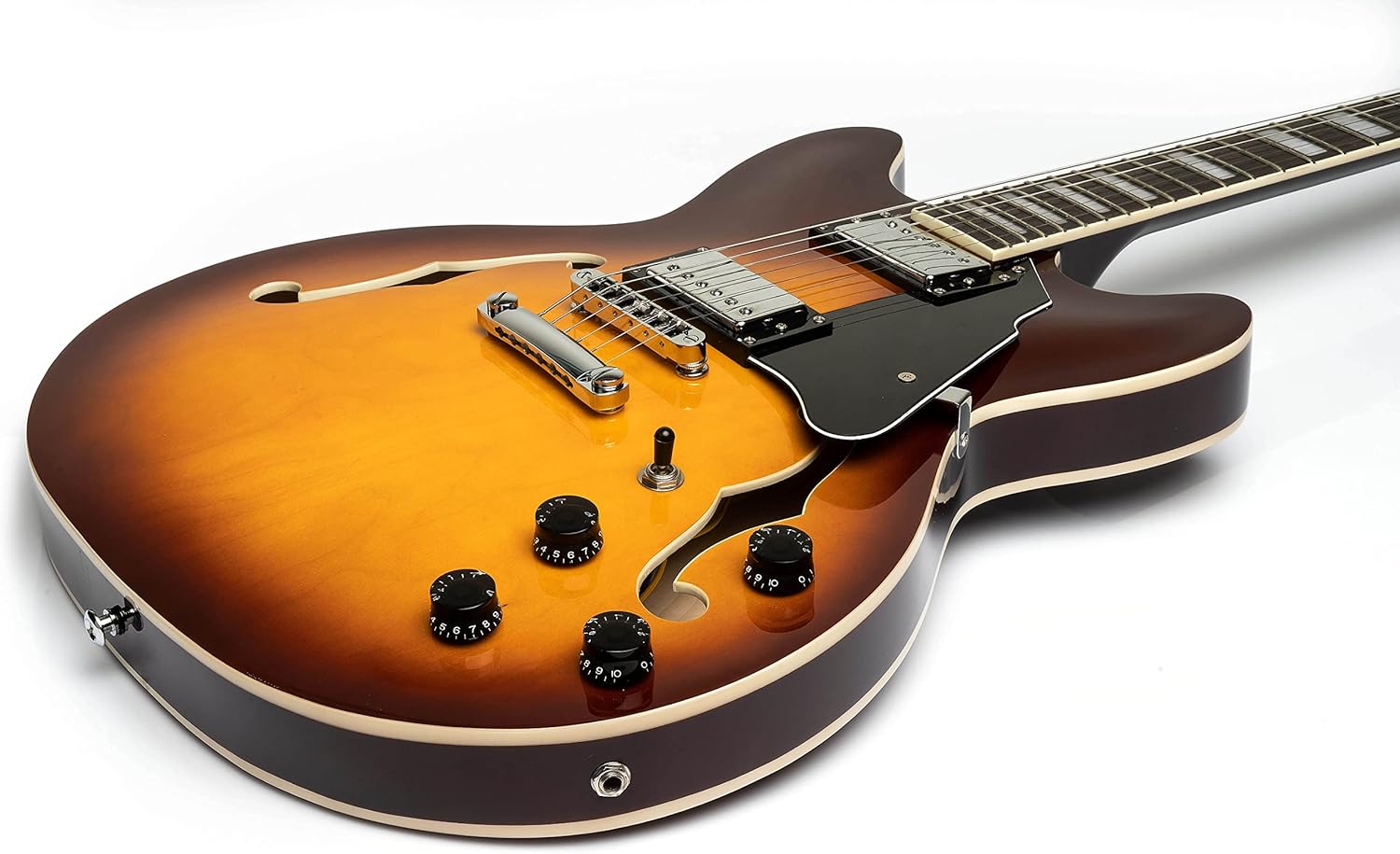 Grote Full Scale Electric Guitar Semi-Hollow Body Guitar Stainless Steel Frets (Vintage Sunburst)