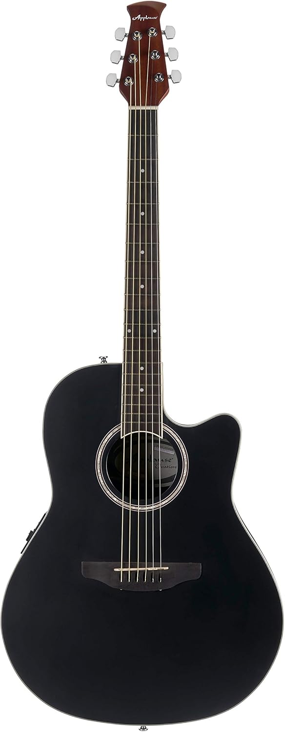 Ovation Applause Standard Super Shallow Acoustic-Electric Guitar, Black Satin