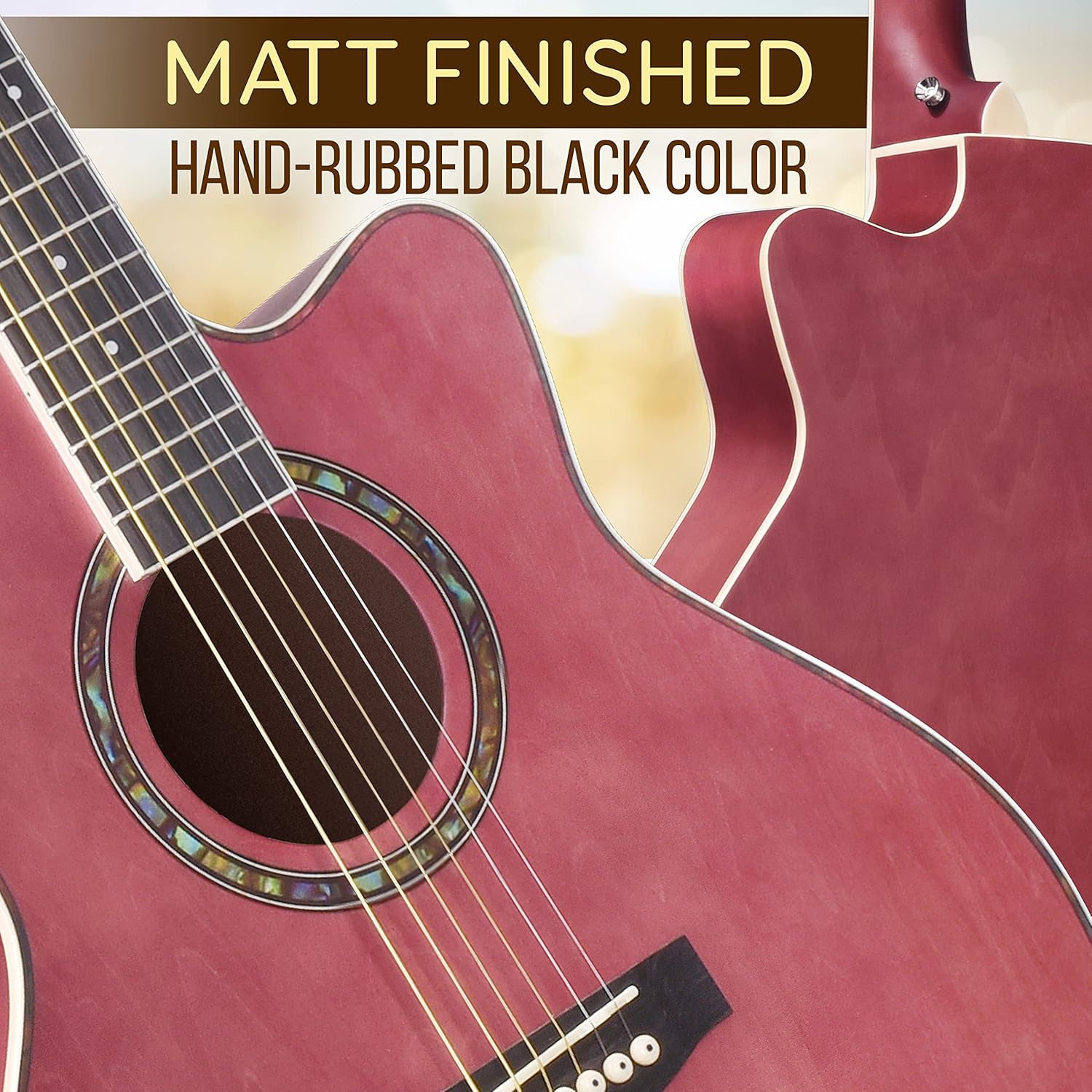 Pyle Acoustic Guitar Kit, 3/4 Junior Size All Wood Steel String Instrument for Beginner Kids, Adults, 36” Mauve