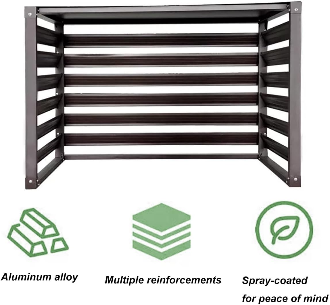 Air Conditioner Cover Breathable Waterproof Shutters Outdoor Air Conditioner Covers For Outside Units Louvered Frame Protective Cover Privacy Fence Screen(Cream,110 * 80 * 60cm)