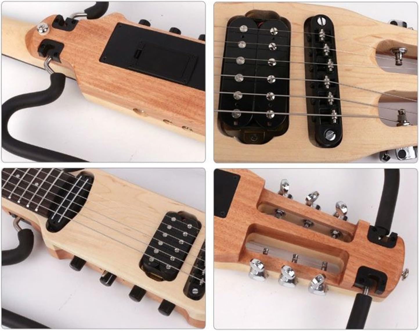 VENEKA Headless Electric Guitar Left and Right Hand Folding Mute Guitar Beginners Entry Portable Travel Headless Electric Guitar (Color : 01)