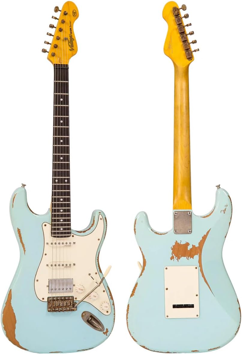Vintage Guitars Icon V6 Electric Guitar, Strat HSS, Laguna Blue, V6HMRLB