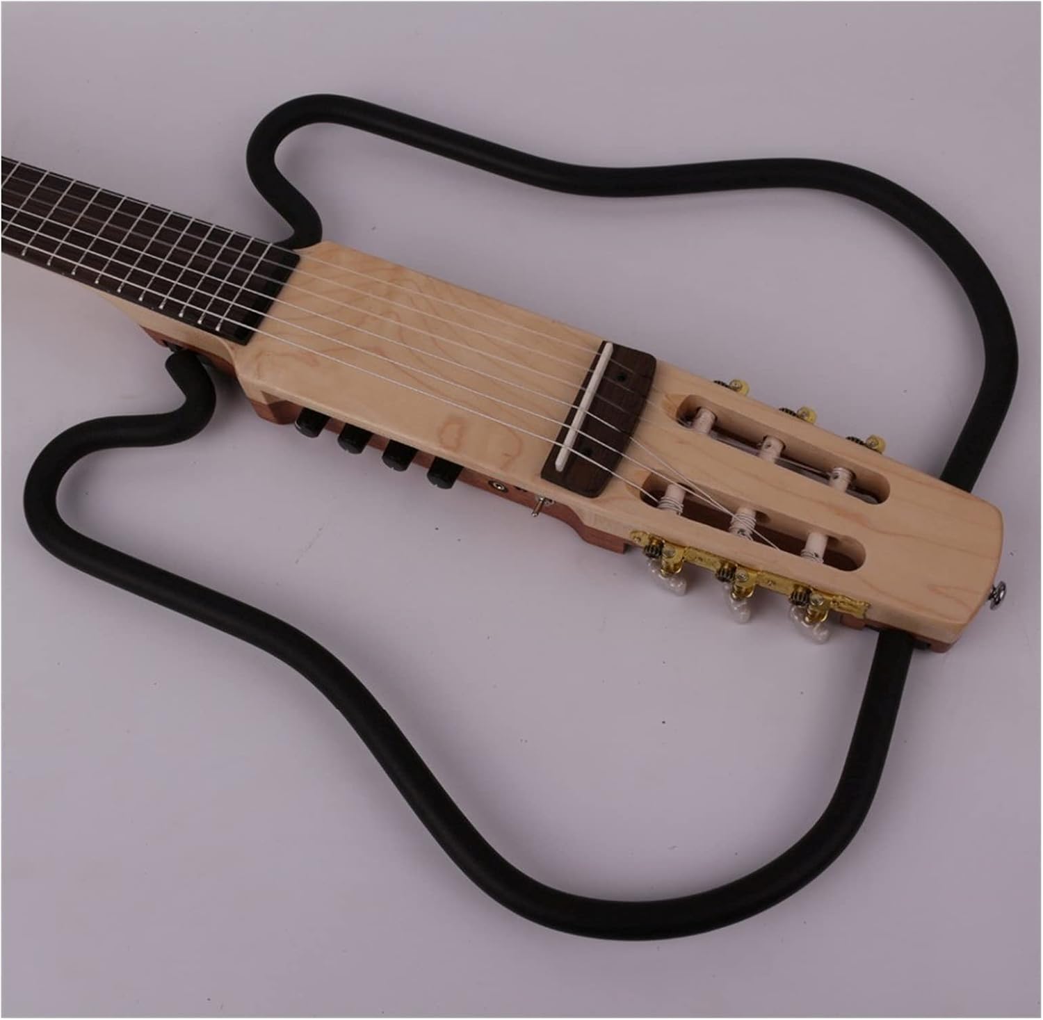 Unfinished Guitar Kit Nylon String Headless Classical Classic Mute Electric Guitar Built-in Effects Travel Portable Folding Foldable Handmade ​Guitar Body (Color : Natural)