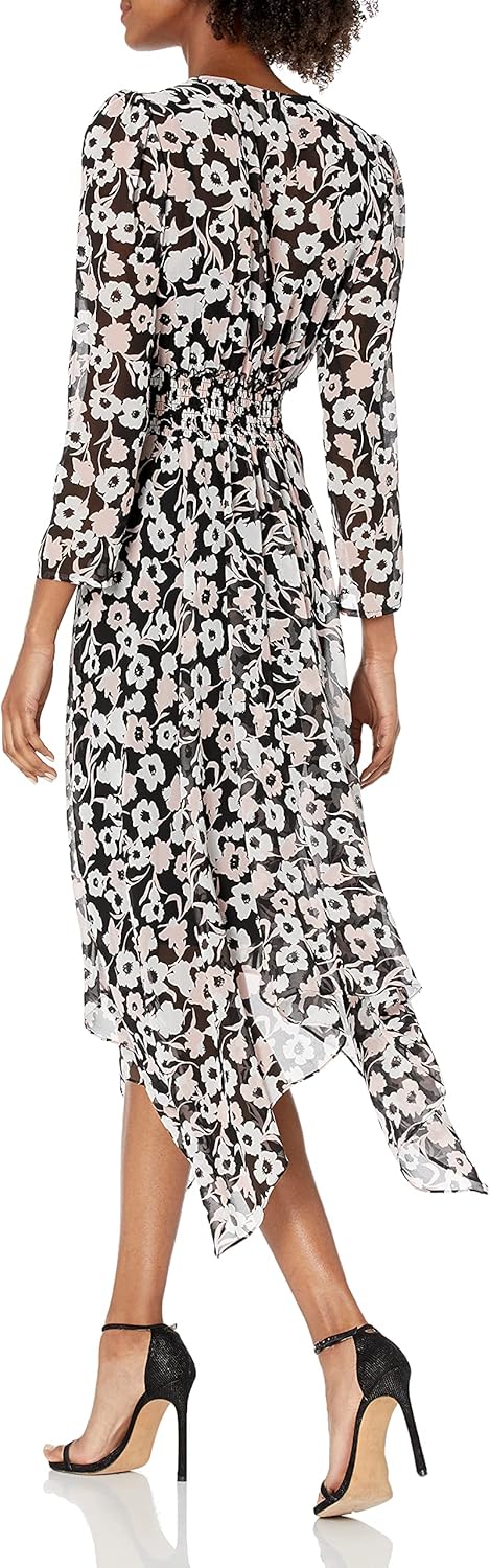 Anne Klein Women's 3/4 Sleeve V-Neck Midi Dress