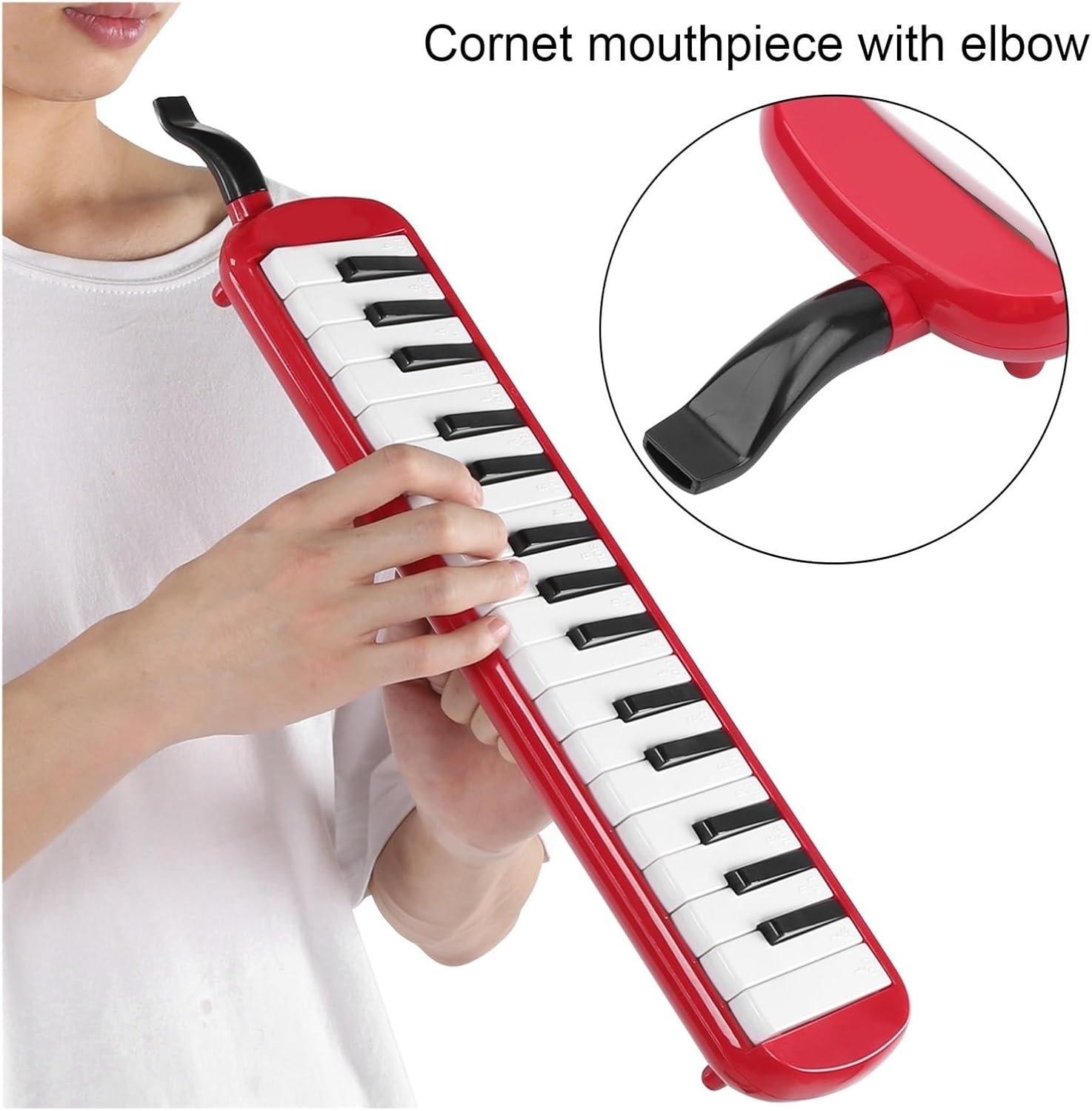 Melodica 32 Key Melodica Wind Musical Instrument Suitable for Beginner Practice Bag(Black)