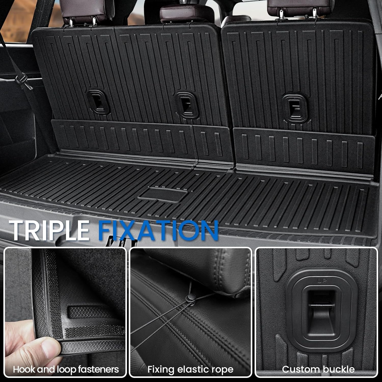 Floor Mats Cargo Mat for 2018-2024 Ford Expedition 7 Seats Accessories (Not for Max Model), All Weather TPE Cargo Liner Backrest Mats Door Sill Protectors (Floor Mats Set)