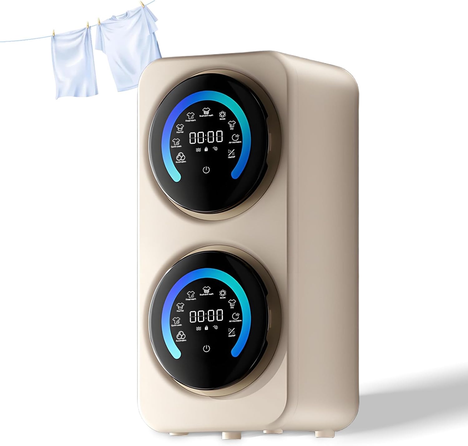 BANGBANGJI Portable Washing Machine Twin Tub and Spinner, Fully Automatic Front Drum Washing Machine with LED Display, Stainless Steel Drum & 3.5Lx2 Capacity for Dormitory Travel Washing Desktop