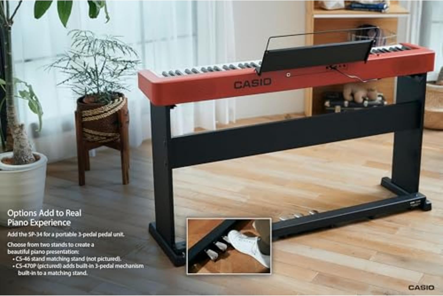 Casio CDP-S160 – 88-Key Weighted Digital Piano with Scaled Hammer Action Keyboard | Duet Mode for Students | Realistic Feel, Slim & Portable | Built-In Tones, Effects, USB-MIDI, Speakers | Red