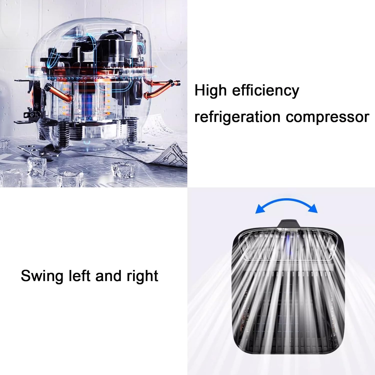 Portable Air Conditioners for Camping Outdoor Use Drainage Free Cooling 2 Speeds Timed Shutoff Auto Oscillation Air Cooler with Remote Control for Indoor Room and Tent(Silver)