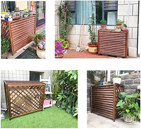 Split Air Conditioner Covers for Outside Units Trash Can Enclosure Flower Stand Protective grilles All Weather Heavy Duty Privacy Fence Screen Anti Theft Wooden AC Cover Outdoor (Size : 103