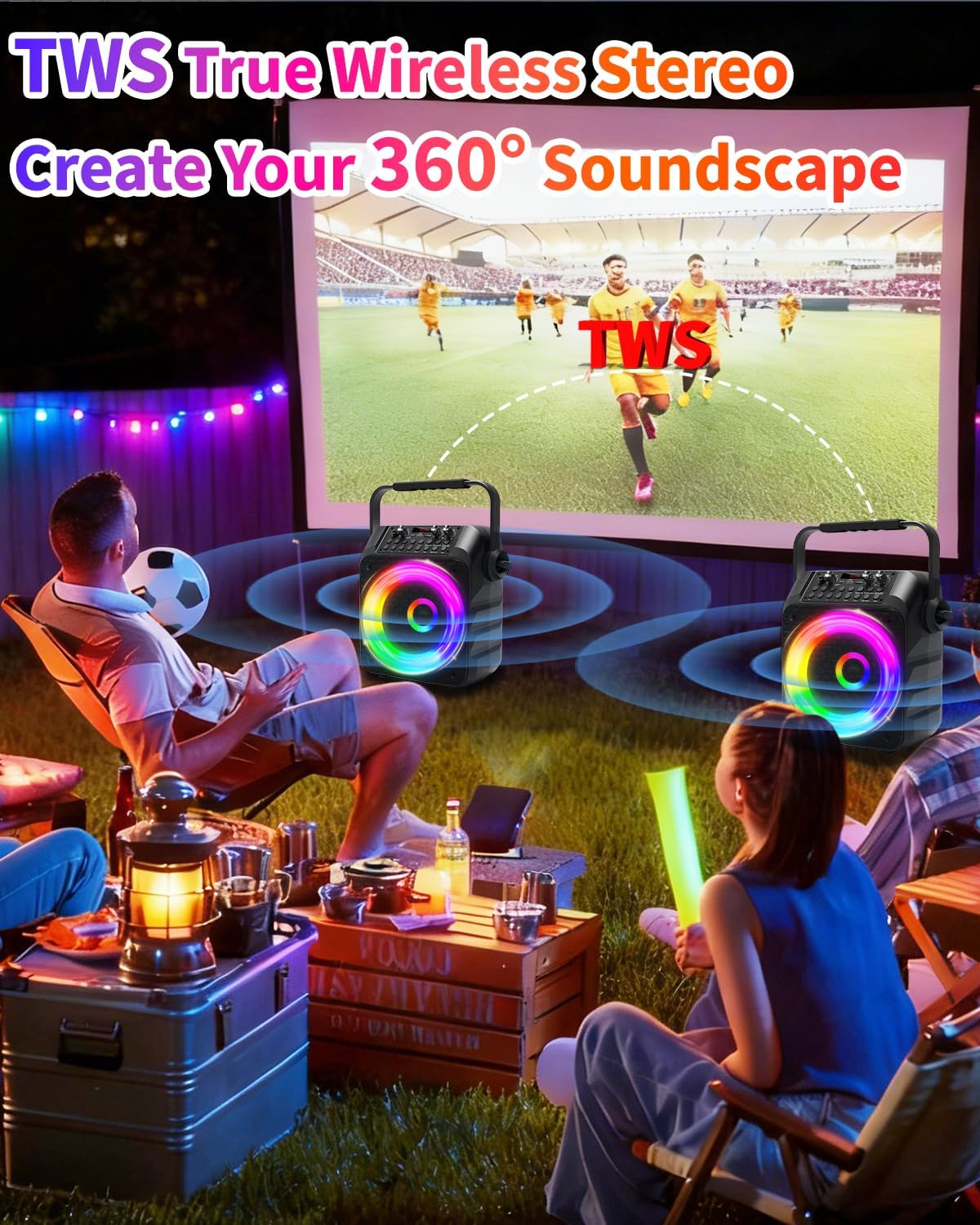 Karaoke Machine, Portable Karaoke System with 2 Wireless Rechargeable Microphones, 60W PA Speaker 6.5