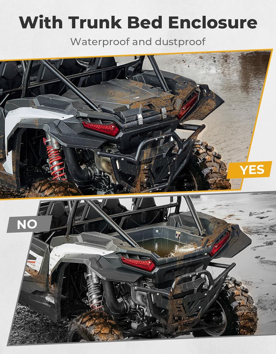 KEMIMOTO 2024 2025 XP 1000 Tonneau Cover Upgraded Waterproof Compatible with Polaris RZR XP 1000/4 2024 2025 Heavy-Duty Rear Bed Cargo Box Storage Enclosure Trunk Accessories Replace #2884548