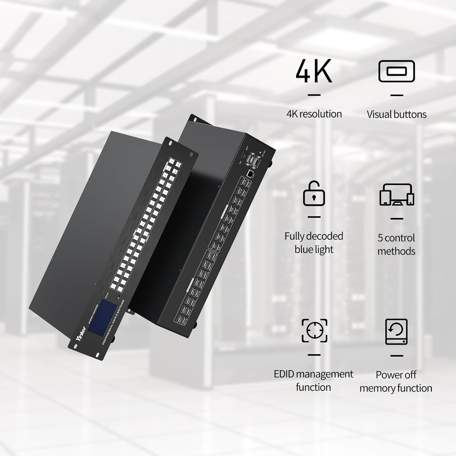 4K 16x16 HDMI Matrix 16 in 16 Out【Web Control】, 4K@30Hz HDMI Switcher Splitter Support Rack-Mount, EDID, HDCP, IR Remote Control, RS232, LAN Port, GUI