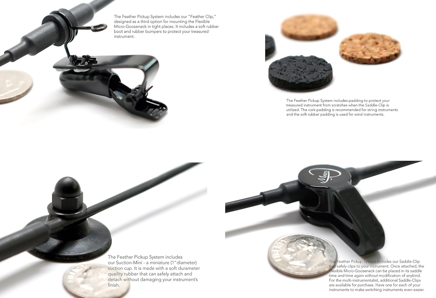 The Feather-2 120 Bass Accordion Pickup Bass and Treble Microphone System with 2 Flexible Micro-Goosenecks by Myers Pickups