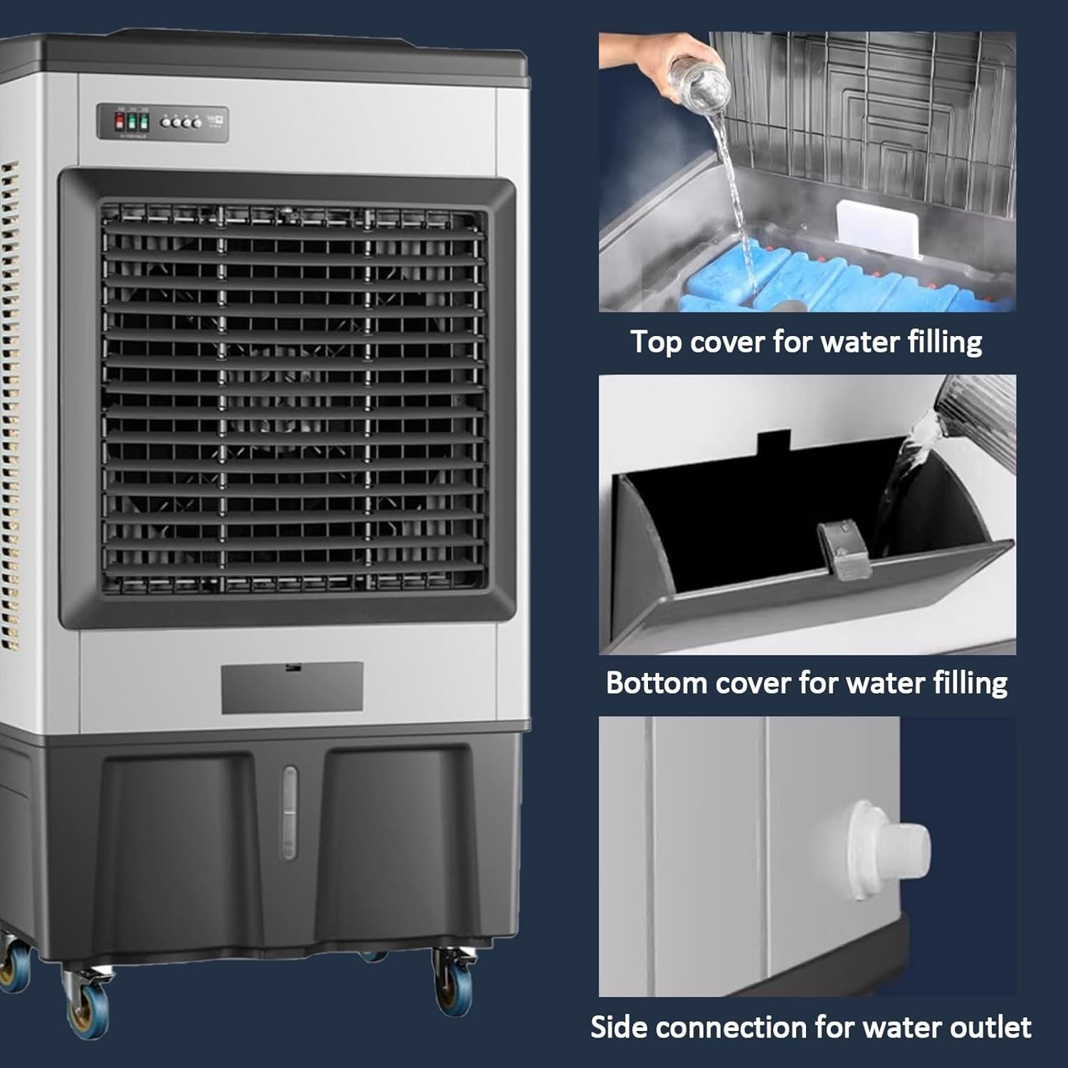 Generic Swamp Cooler, Air Conditioner Portable Strong Wind, Three Wind Speeds 120° Oscillation 8 Ice, Evaporative Conditioner for Room Office Outdoor