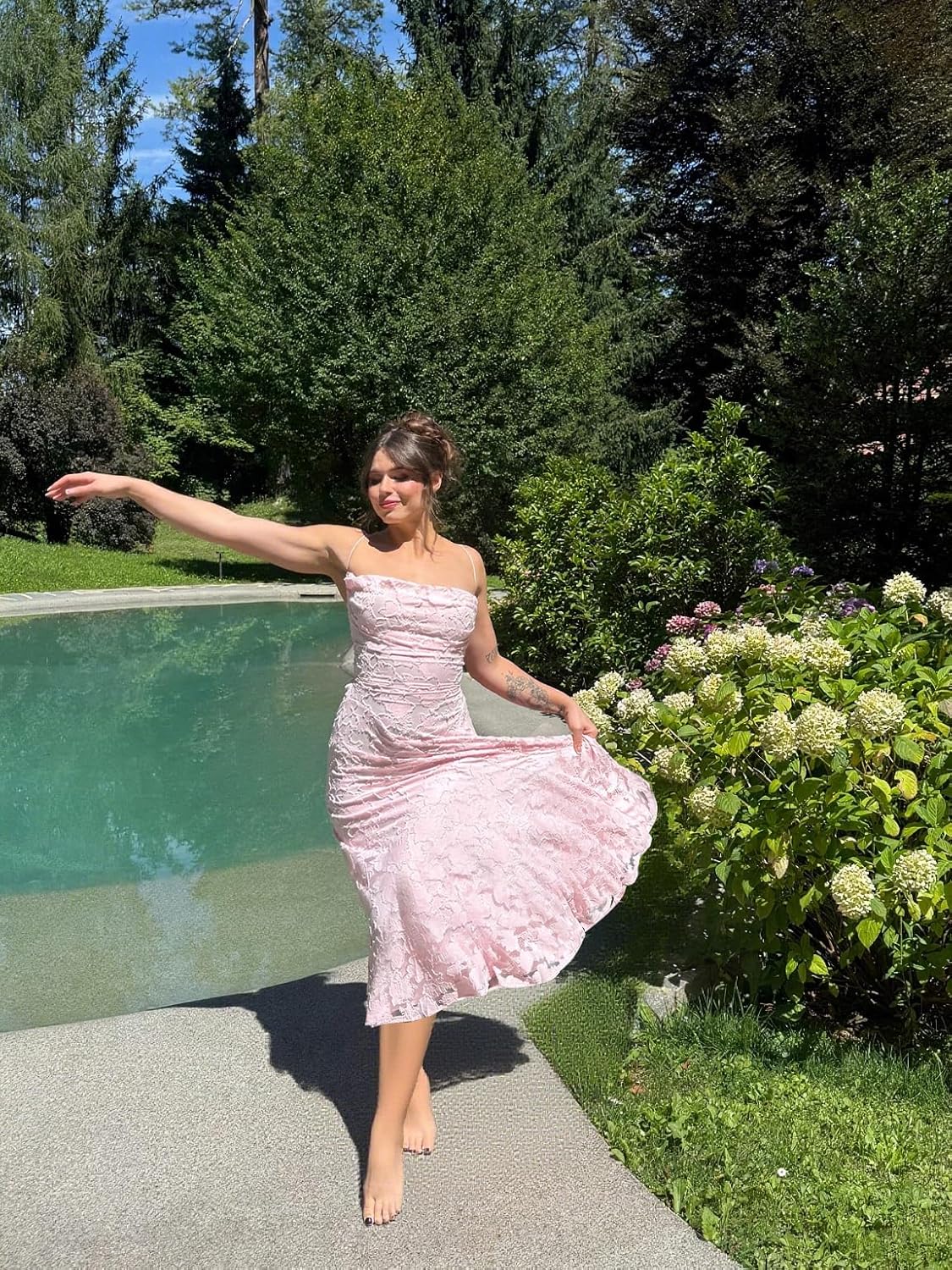 Long Floral Bridesmaid Dresses for Women Chiffon Cowl Neck Formal Evening Gown