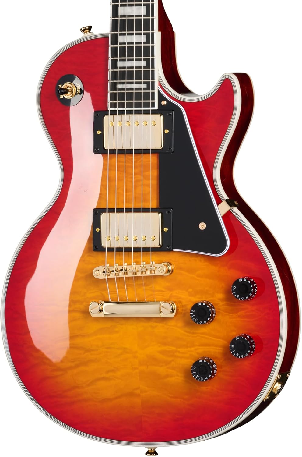 Epiphone EXCLUSIVE Les Paul Custom AAA Quilt, Heritage Cherry Sunburst with Bag