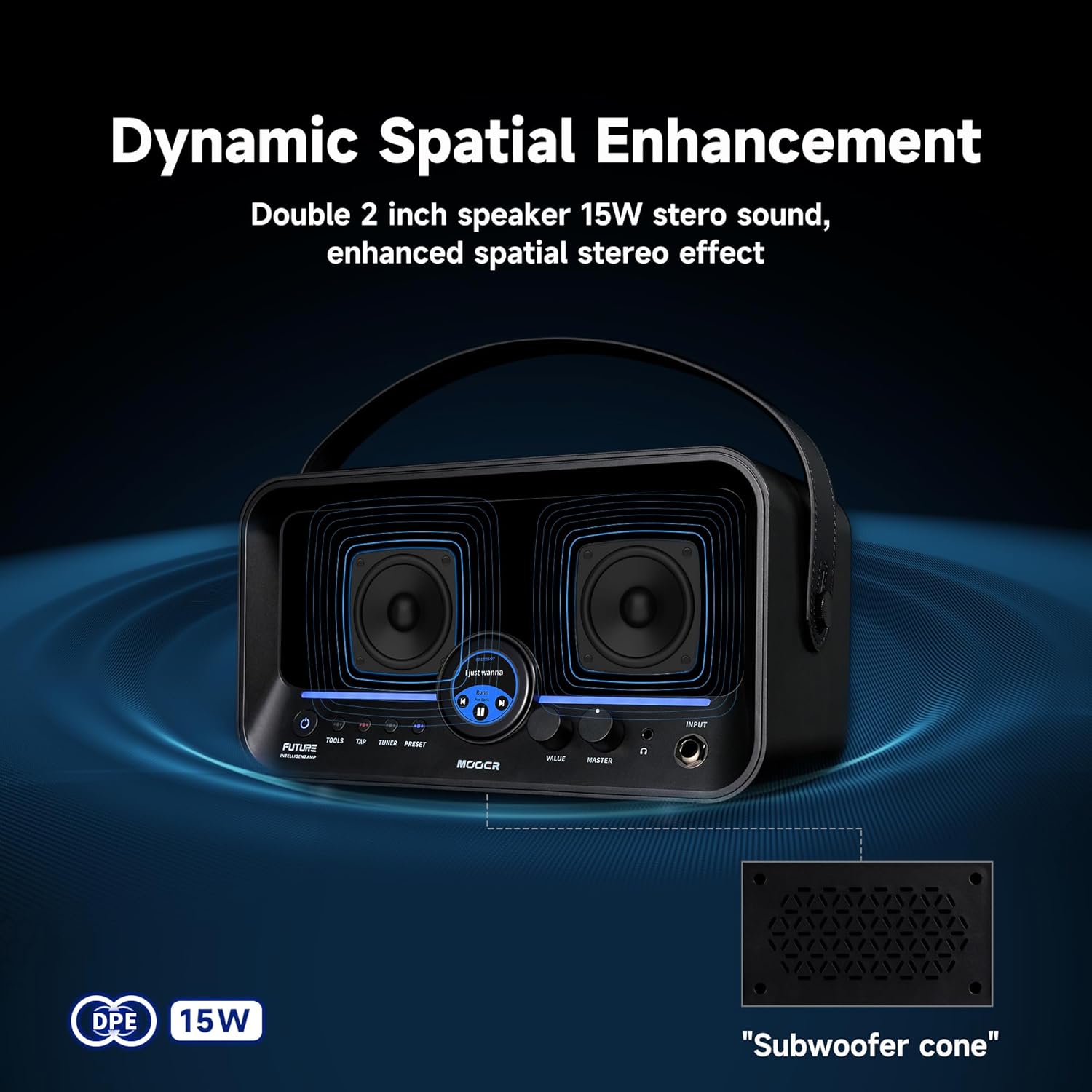 MOOER F15i AI Smart Guitar Amp Touch Screen 15W With Effects Application, 6 Hours Playtime, 55 Amp Models, 66 Effects Types, Loop/Drum Machine/Mod/Reverb/Delay, OTC Record For Electric Guitar And Bass