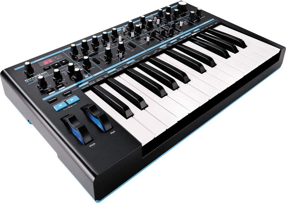 Novation Bass Station II Monophonic Analog Synthesizer with Sustain Pedal (Piano-Style) & 10' MIDI Cable Bundle