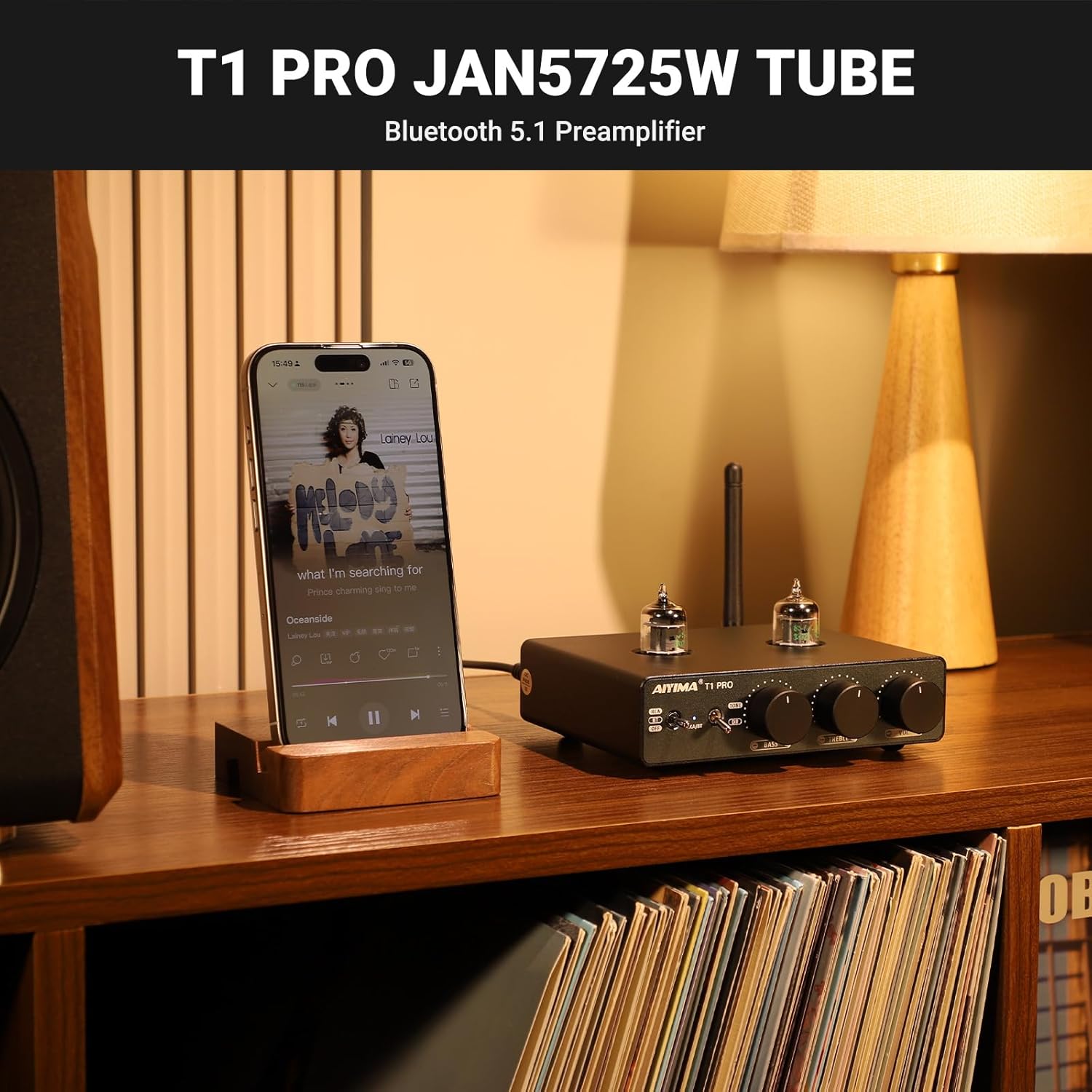 AIYIMA T1 PRO Tube Preamp Vacuum Receiver Home Audio Preamplifier with RCA/Bluetooth & Bass Treble for HiFi Stereo Amplifier&Powered Speakers,with AUX/12V Trigger Signal Output