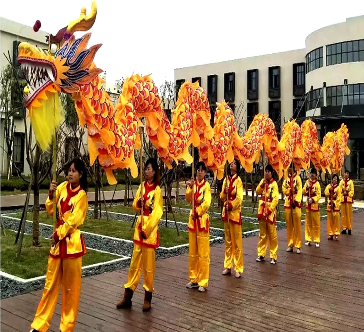 Dragon Dance Costume Props for 4 Players - Chinese New Year Performance Accessories for Outdoor Activities