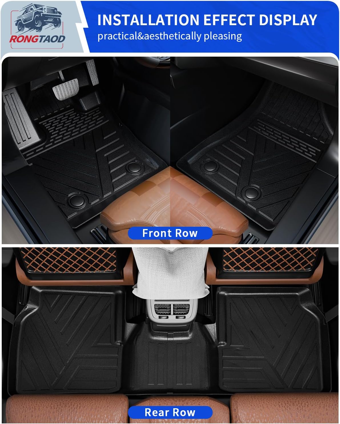 Rongtaod Floor Mats Compatible with 2017-2025 2026 Jeep Compass TPE Floor Liners All Weather Trunk Mat Cargo Back Seat Cover Protector 2024 Compass Accessories (Trunk Mat+Backrest Mats+Floor Mats)