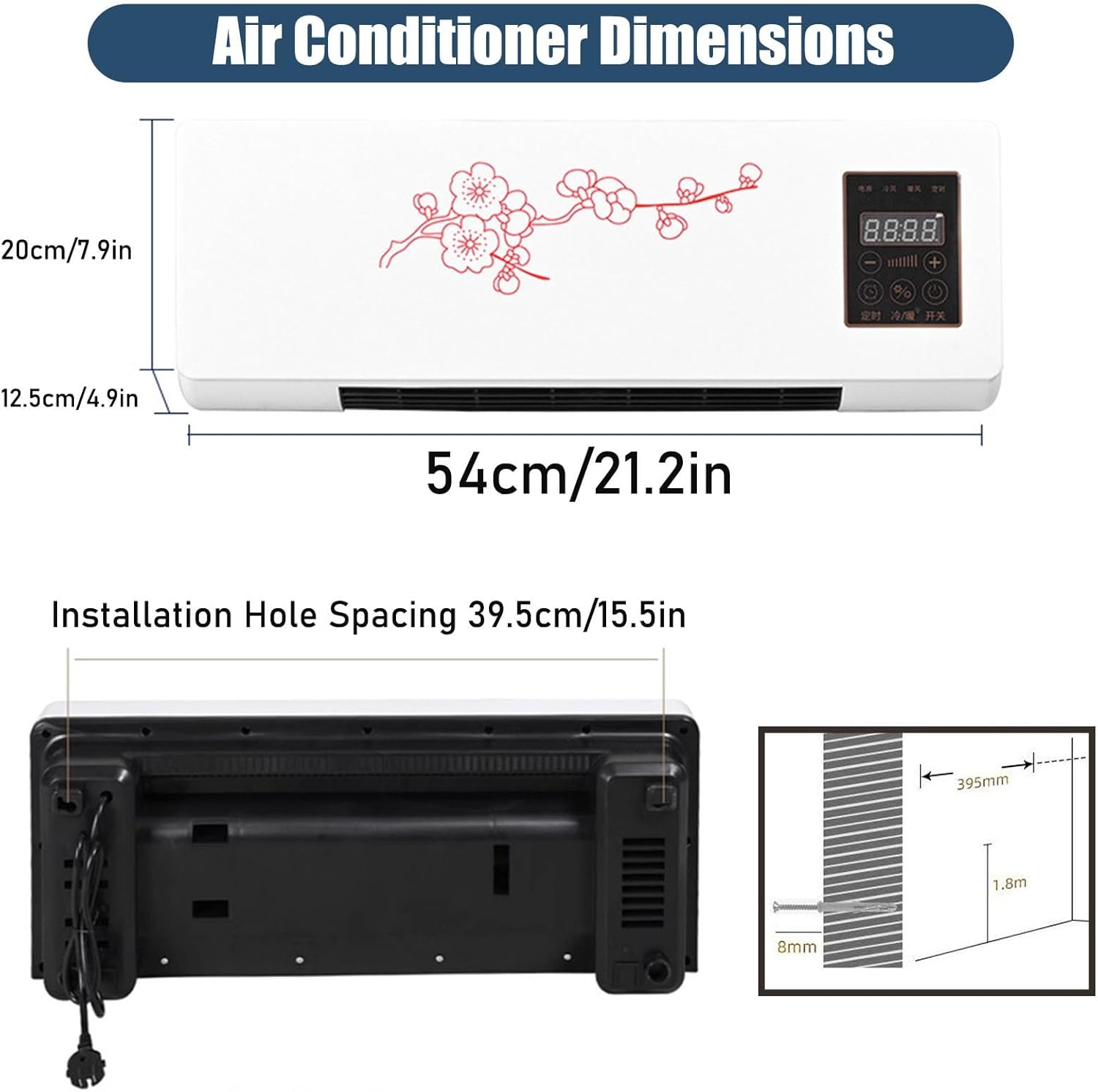 Portable Air Conditioning Mini Wall Mounted Ac Unit Heater for Bedroom, 2 In 1 Smart Cold and Hot Air Conditioners Mini AC/Heating System with Remote Control(Yellow)