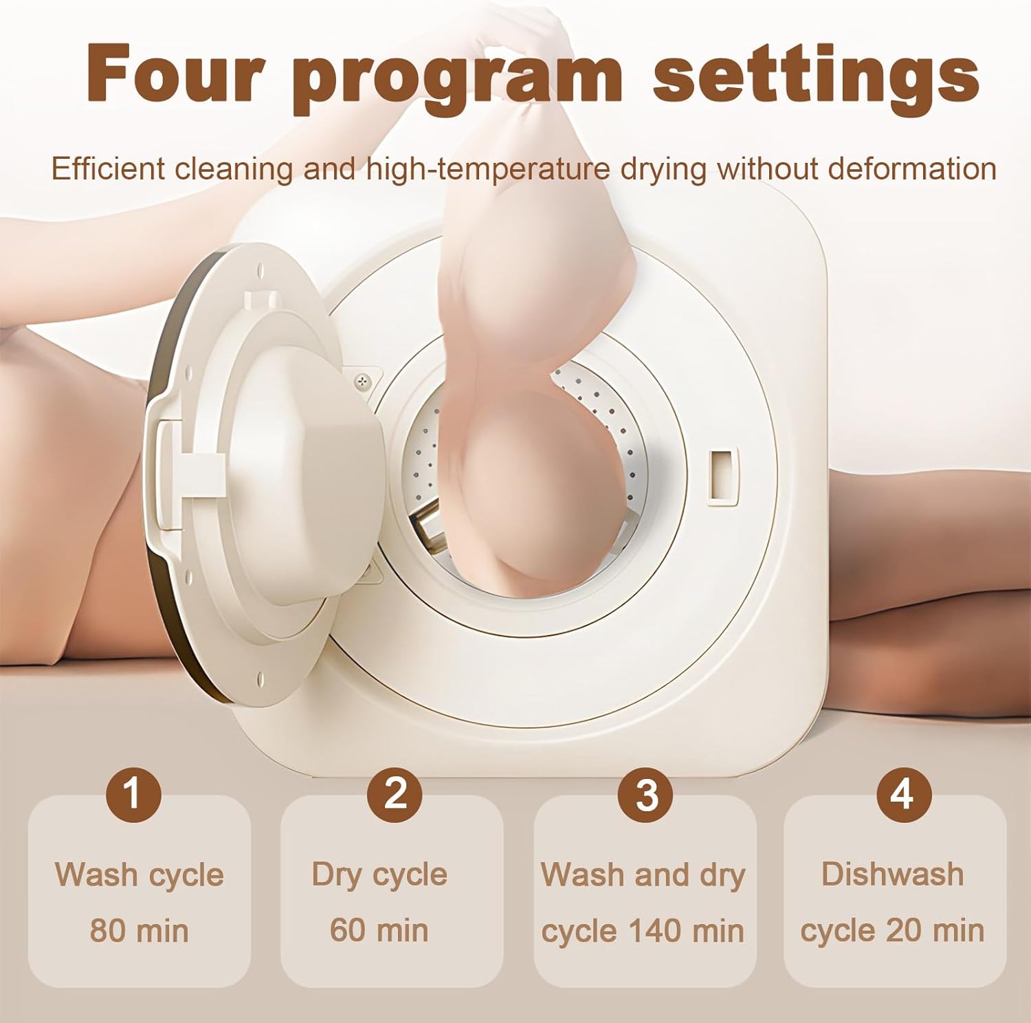 Smart Drum Washing and Drying Machine,3.5l Touchscreen Operation,Stainless Steel Inner Drum,Four Programs: Wash/Dry/Wash/Dry/Clean-for Apartment, Dorms Desktop