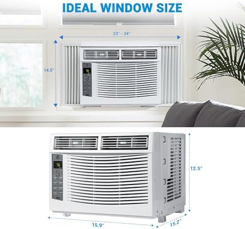 ABS Window Air Conditioner 6000 BTU with Fixed Frequency, Sleep Mode, ECO Mode, R32 Refrigerant, and 24-Hour Timer