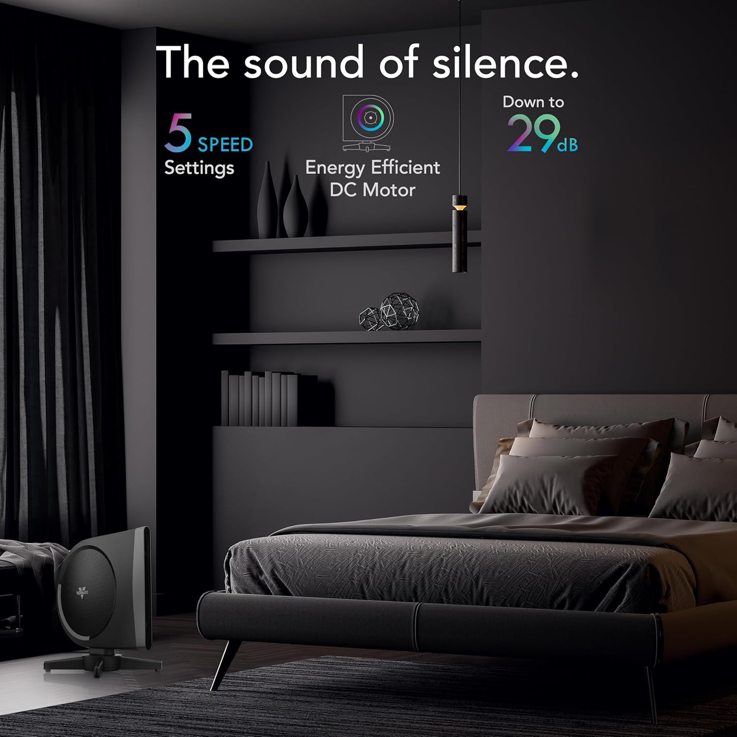 Vornado STRATA Compact Oscillating Fan with Remote, 19 Inch, High Velocity Air Circulator, Quiet Powerful Fan, 5 Speeds, Touch Control, Black