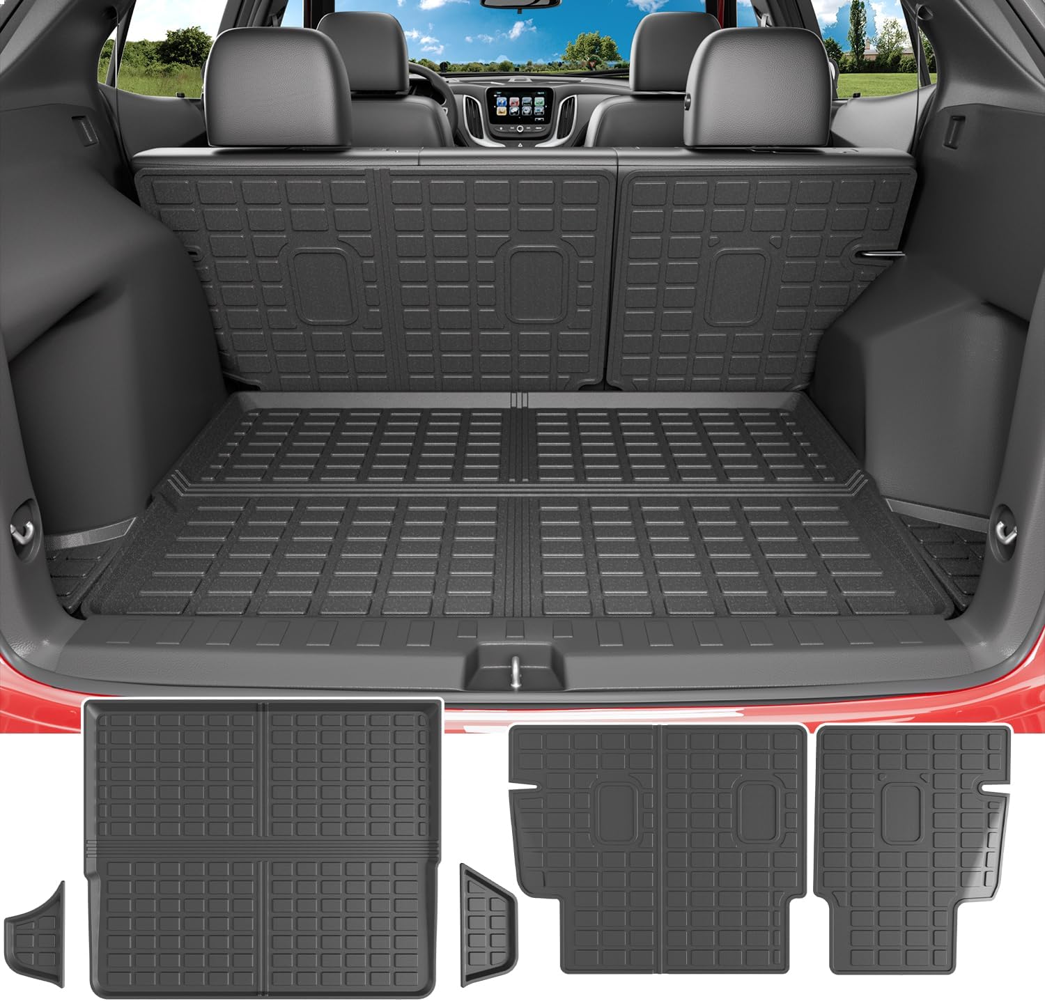 powoq Cargo Mat Compatible with 2018-2024 Chevrolet Equinox GMC Terrain Trunk Mat Backrest Trunk Liner TPE Cargo Liner Replacement for 2018-2024 Chevy Equinox GMC Terrain Accessories