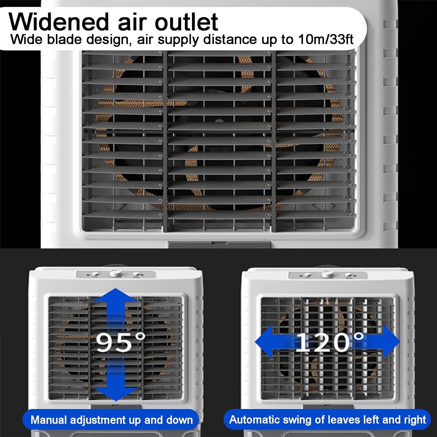 Knob Evaporative Air Cooler, Swamp Cooler Air Conditioner, Portable Ac with 2 Modes, 3 Wind Speeds, 15.4 Gal Tank for Room Garage Patio