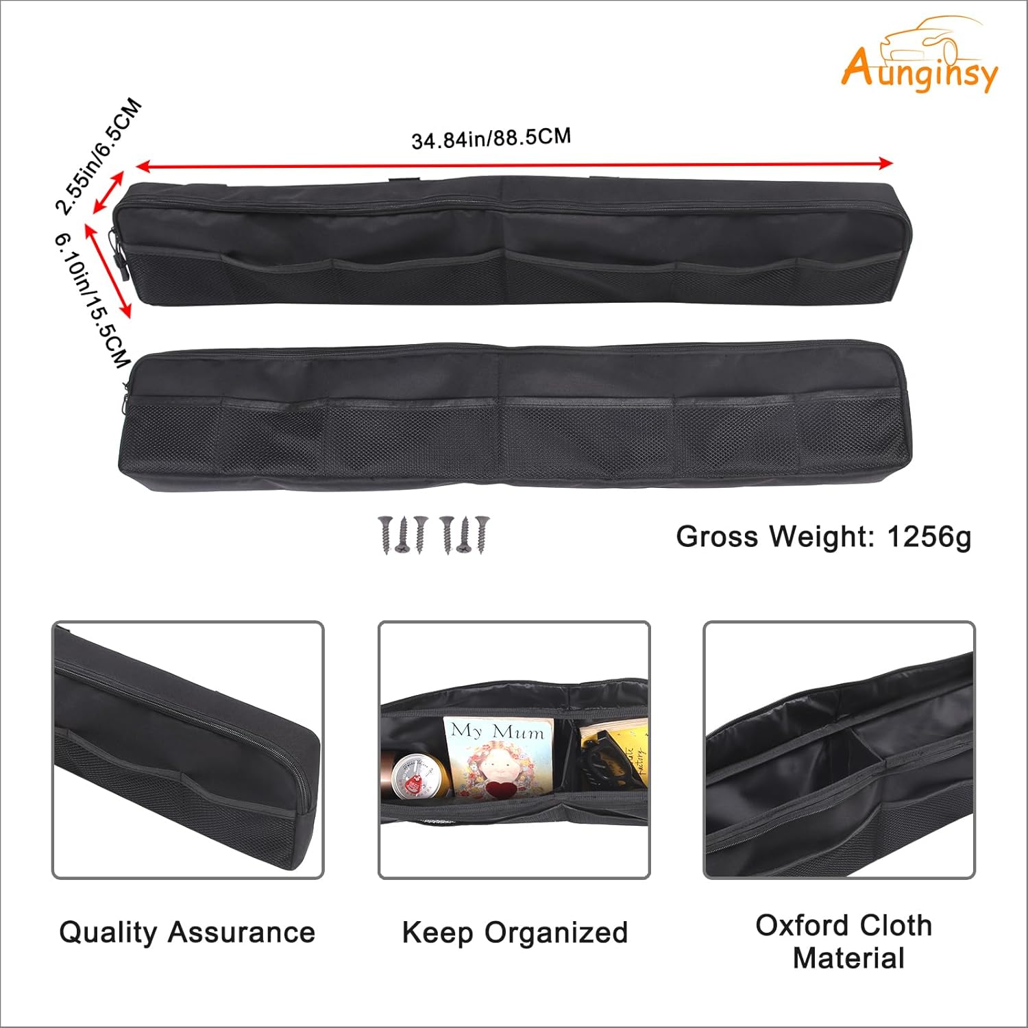 Aunginsy 2Pcs Trunk Organizer Compatible with Toyota FJ Cruiser 2007-2024+, Rear Tailgate Storage Bag Organizer Back Door Panel Storage Pockets Box Multi-Compartment Oxford Cloth Expansion Accessories
