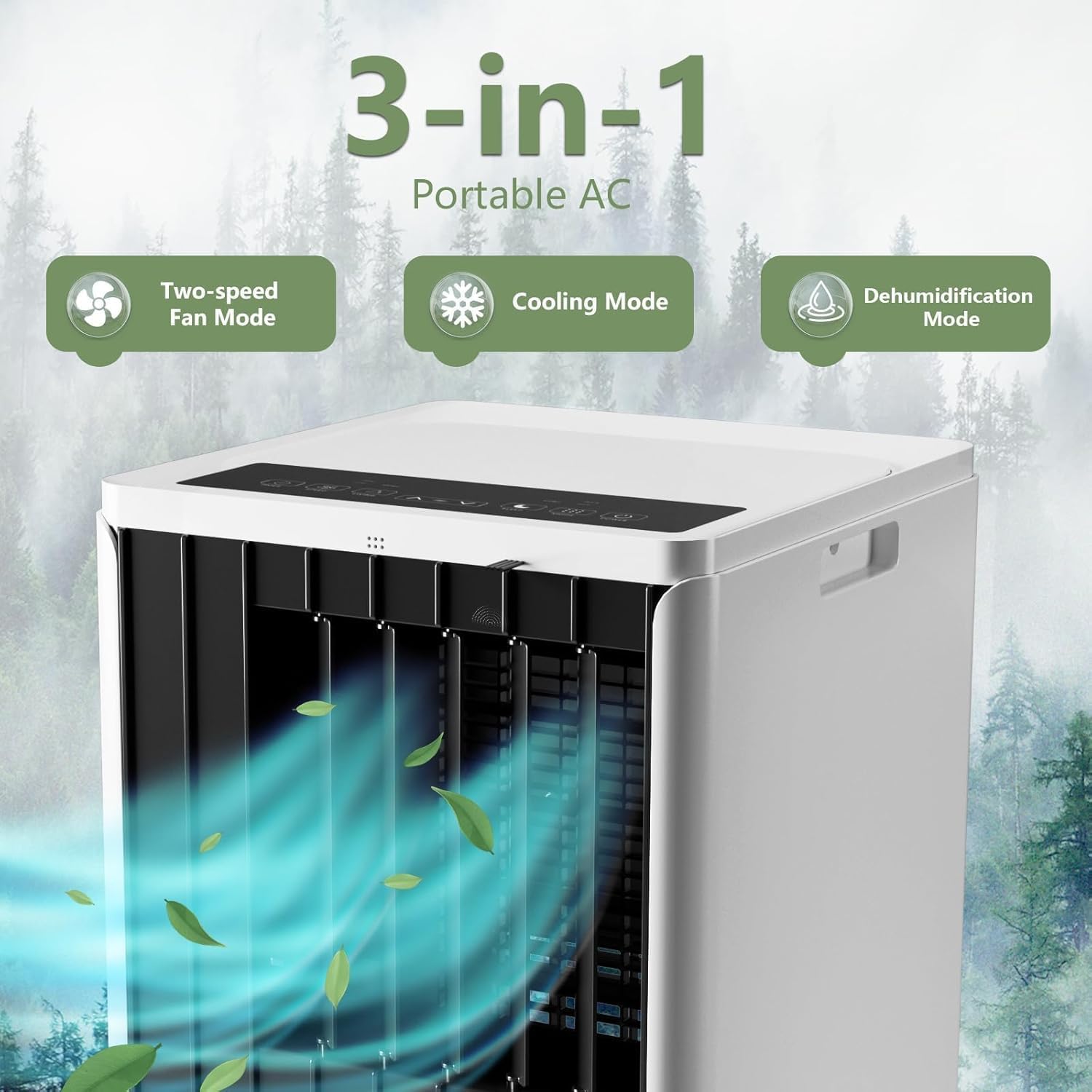 8000 BTU Portable Air Conditioner, 4-in-1 Cooling, Dehumidifier, Fan & Sleep Modes, Cools Up to 350 Sq Ft, Quiet Operation, Advanced Filtration, Remote Control & Easy Window Kit Included