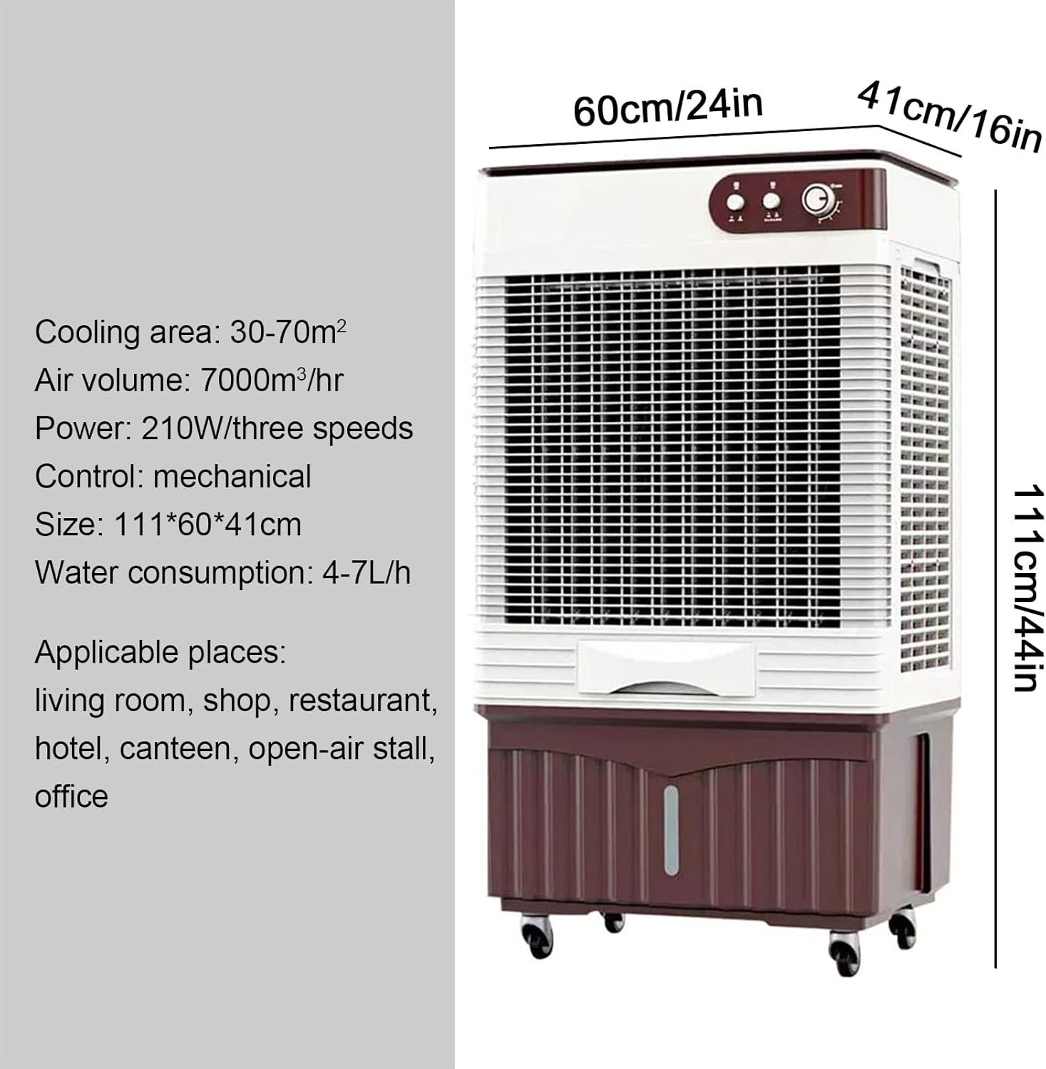 Evaporative Air Cooler, 210w Swamp Cooler Air Conditioner with 16 Gal Water Tank, Industrial Air Conditioning Fan, 12H Timer, 3 Modes & Speeds, Portable Cooling Fan, Indoor or Outdoor