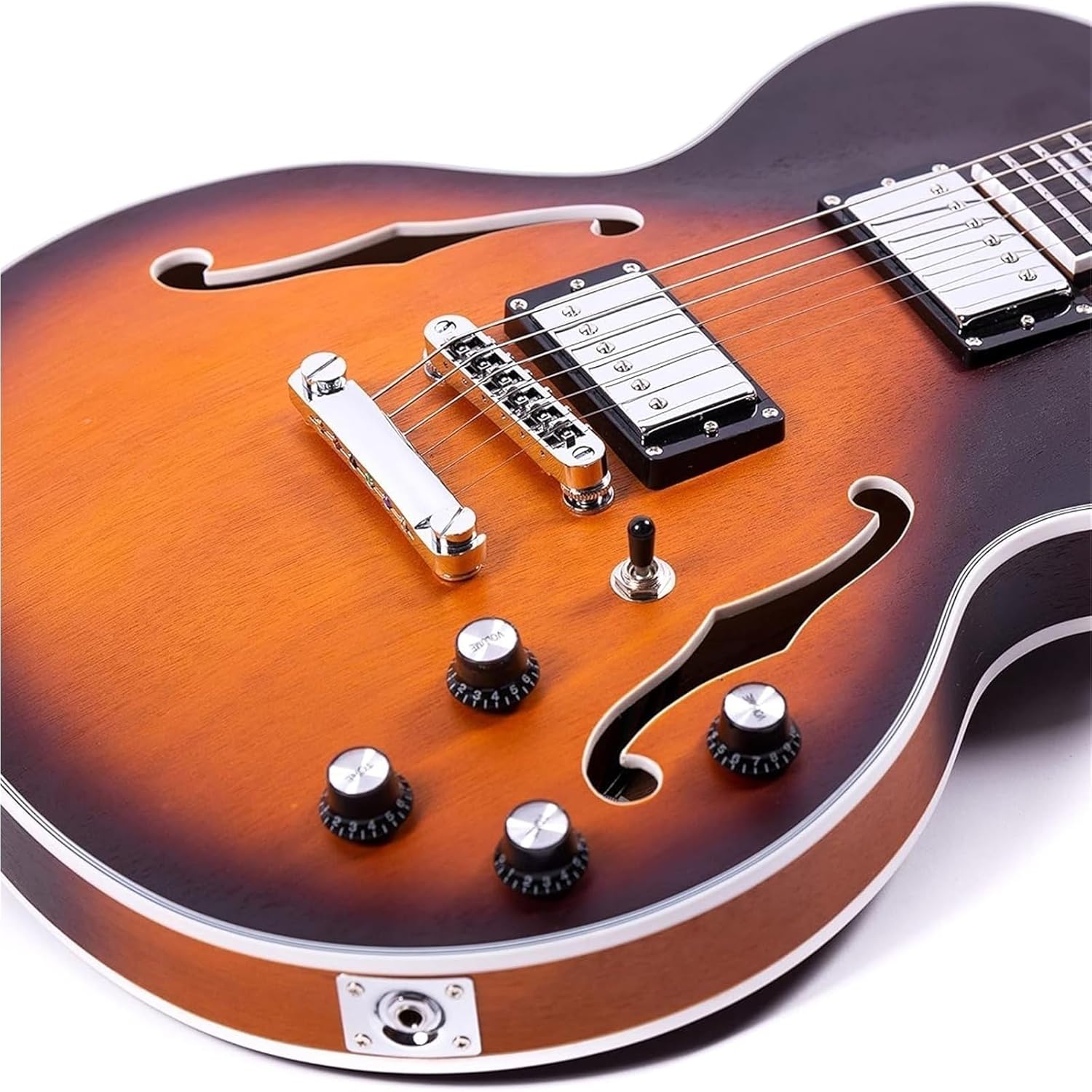 Beginner Electric Guitar Kits Semi Hollow Body Electric Guitar Matte Finished With Gigbag(Red)