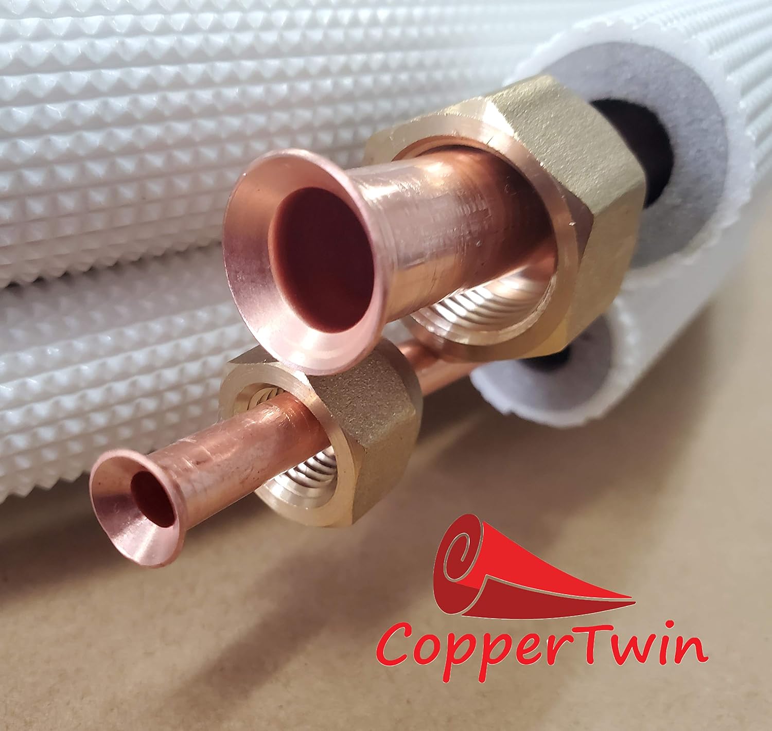 DuctlessAire Insulated Copper Twin Line Set for Ductless Mini Split Air Conditioner and Heat Pump System - Insulation Copper Pipe Coil Tubing for HVAC, AC & More - Universal Cover (25ft, 3/8 x 5/8 in)