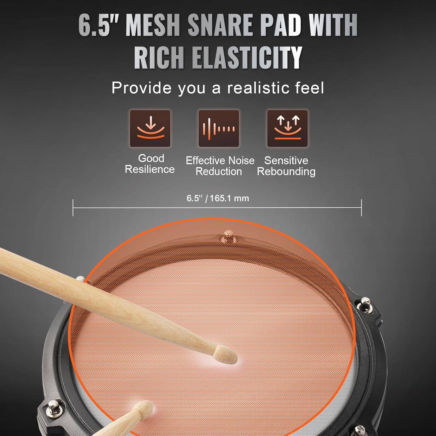 VEVOR Electric Drum Set, 15 Drum Kits & 150 Sounds Electronic Drum Kit, USB MIDI Supported 6.5 in Quiet Mesh Snare Electric Drum Set with 10 in Cymbals Drum Sticks & Headphone, for Beginners & Adults