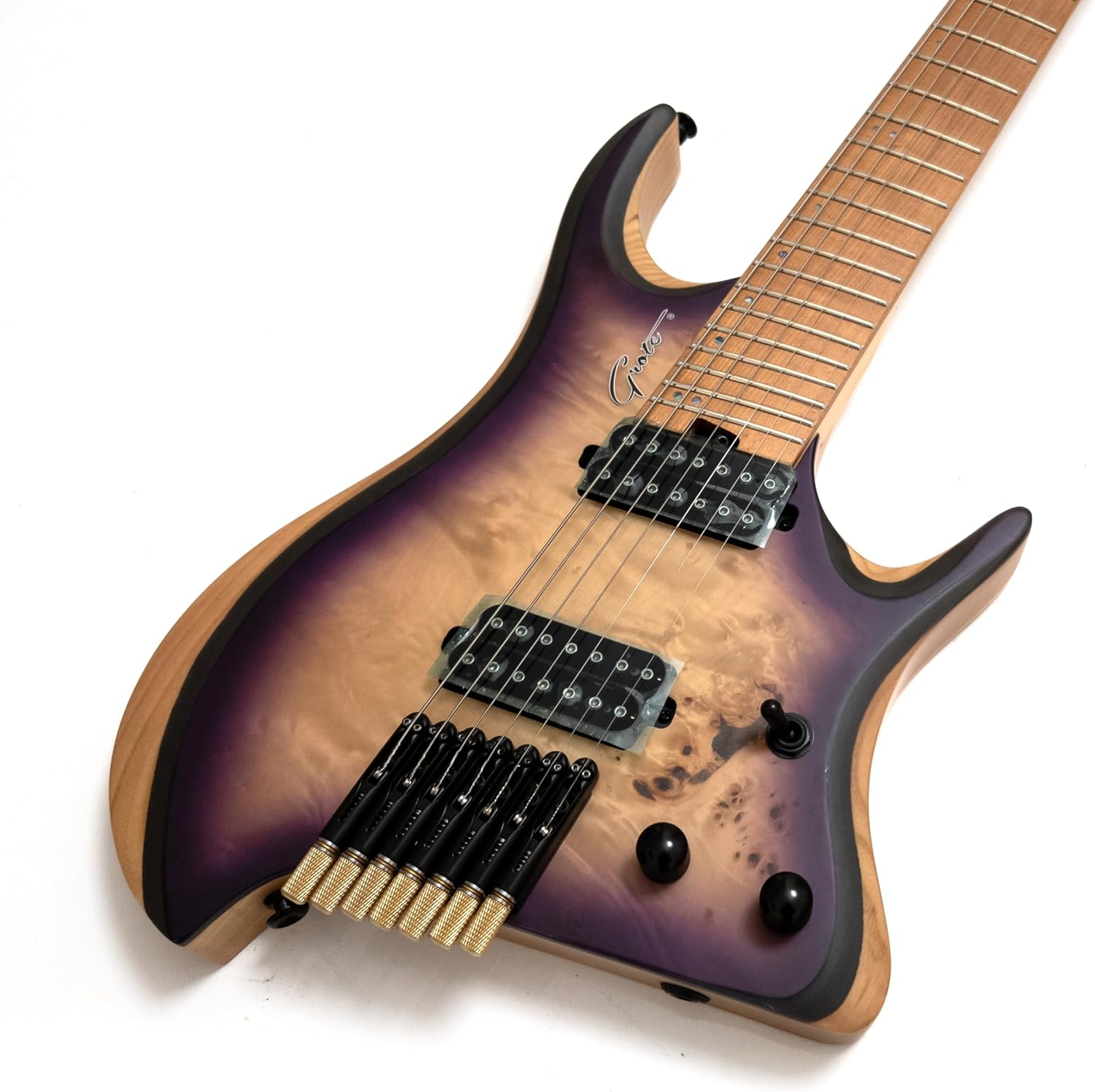 24 Frets 7 String Headless Electric Guitar, Maple Neck & Maple Body, Stainless Steel Strings, Alnico V Pickups