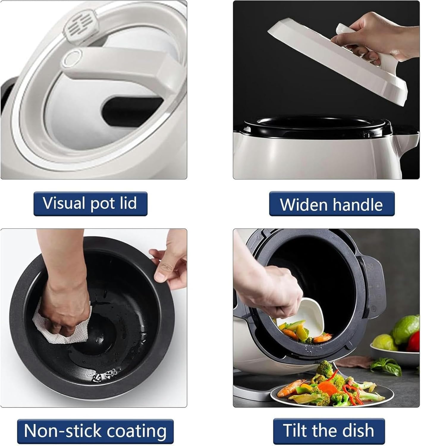 Commercial Food Processor, 6L Intelligent Automatic Cooking Machine with 360° Rotating and 3D All-Round Heating, Drum Type Food Processor, for Home Restaurant