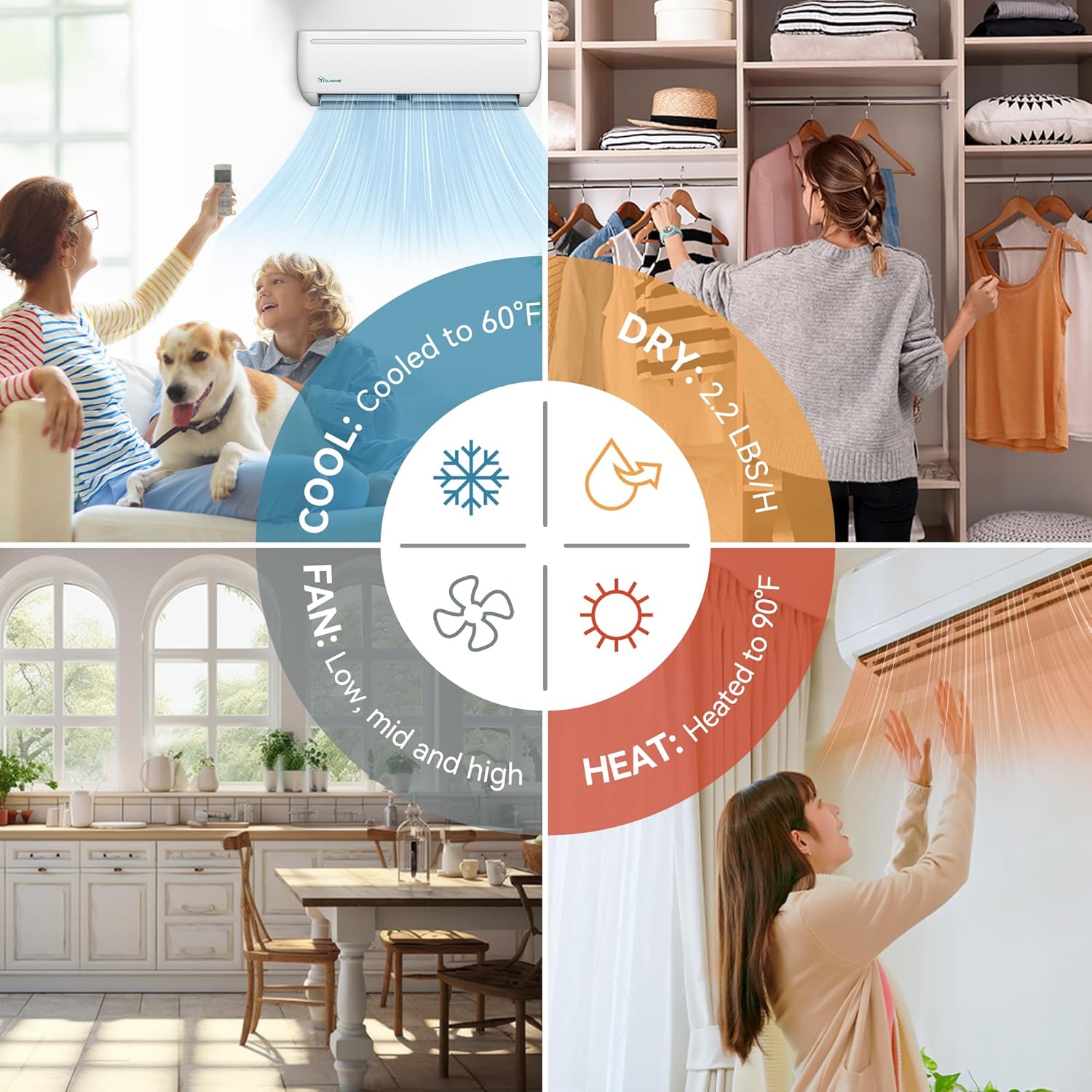 YITAHOME 12000 BTU Mini Split Air Conditioner Heat Pump System, 20 SEER2 115V Inverter Ductless AC Heats & Cools Up to 750 Sq. Ft, WiFi & Alexa Compatible, 1 Ton Heat Pump with Installation Kit