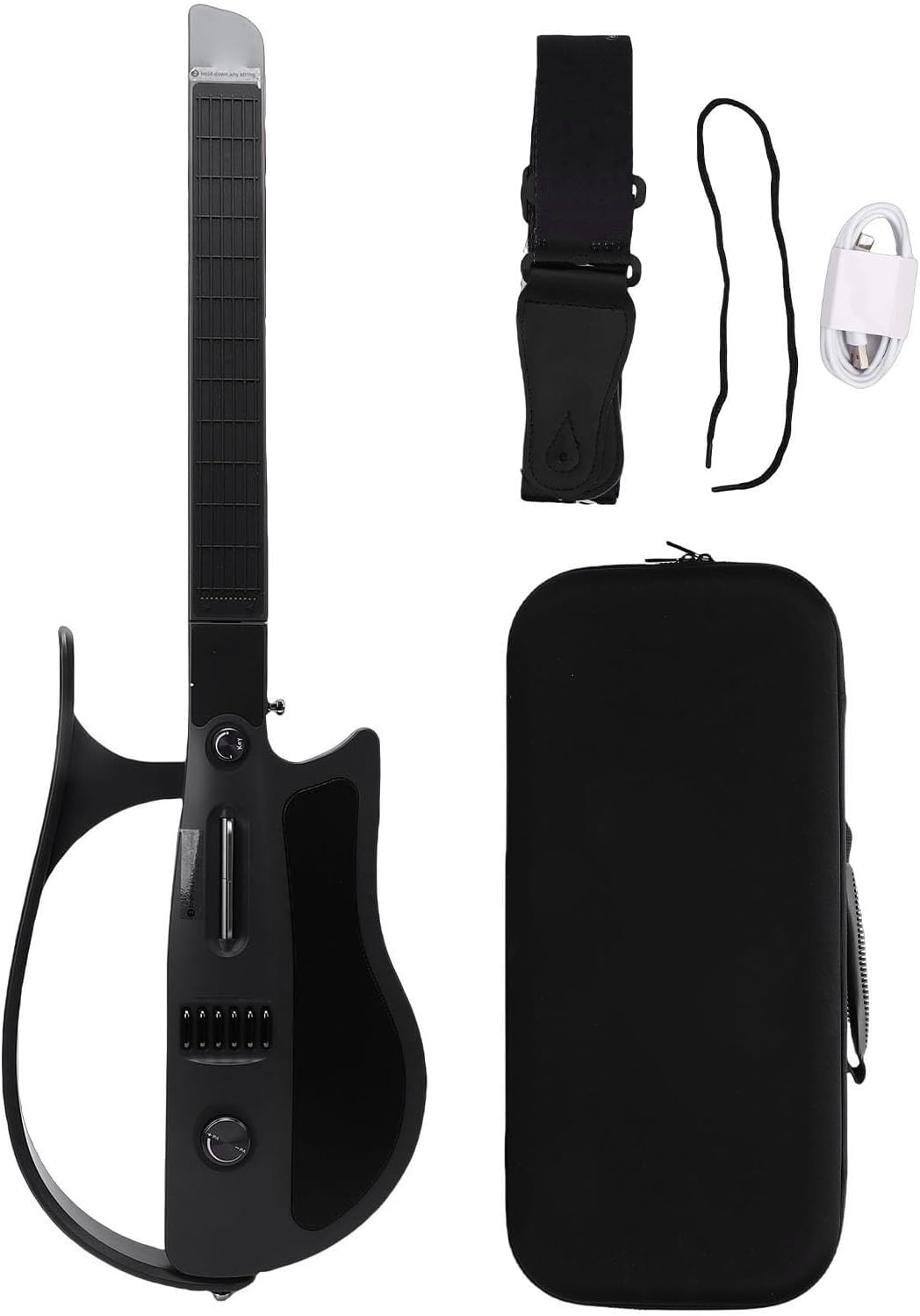 Eujgoov Smart Stringless Electric Guitar Portable Folding with Automatic Smart Tuner Travel Guitar for Beginners Black