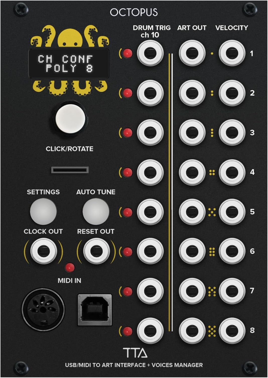 Tiptop Audio Octopus USB/MIDI to ART Interface + Voices Manager Eurorack Module